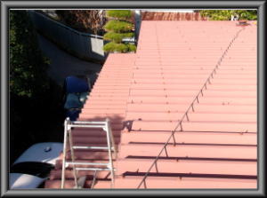 安曇野市の物置/折半屋根塗装工事前画像