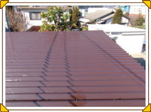 安曇野市の物置/折半屋根塗装　1回目の塗装工事画像.1