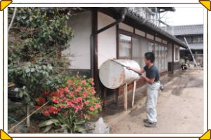 安曇野市の住宅　外壁漆喰壁塗装 高圧洗浄工事画像.1