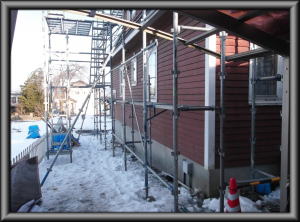 安曇野市の住宅/屋根葺き替え（カバー工法）　ＧＭルーフ葺き　仮設足場設置工事画像