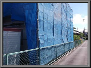 松本市の住宅/外壁塗装　仮設足場設置工事画像.1