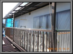 安曇野市の住宅/外壁塗装東側　下塗り塗装工事完了画像.1