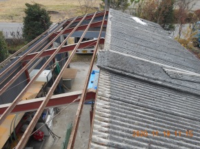  長野県松川村の物置/スレート屋根葺き替え 屋根材撤去工事 画像