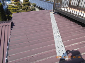 安曇野市の物置/折板 屋根塗装工事前画像