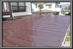 安曇野市の物置/折板 屋根塗装工事完成画像.1