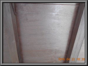 安曇野市の物置/外壁サイディング塗装　木板 軒天塗装2回目塗装工事画像.1