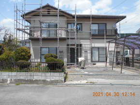 長野県 安曇野市の住宅/外壁塗装 仮設足場設置工事 画像