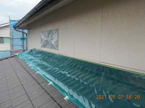 長野県安曇野市の住宅/外壁塗装 雨樋塗装 養生工事 画像1