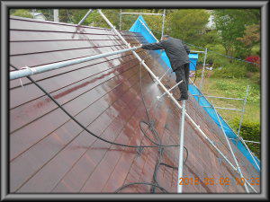 安曇野市の住宅/トタン屋根塗装　高圧洗浄工事画像.1