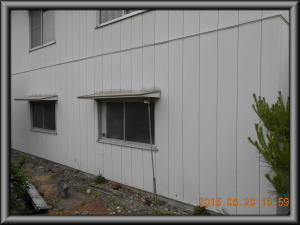 安曇野市の倉庫/外壁サイディング塗装工事前画像