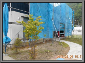 安曇野市の住宅/外壁塗装　仮設足場設置画像.2
