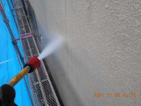 安曇野市明科の外壁塗装 工事情報 の紹介　外壁 高圧洗浄工事 西側 画像