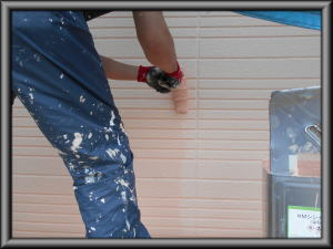 住宅/外壁塗装　上塗2回目の塗装工事画像