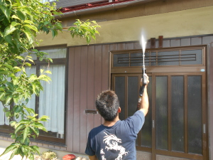 安曇野市の住宅/外壁サイディング塗装 高圧洗浄工事画像.1