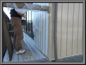 安曇野市の住宅/外壁サイディング塗装　上塗り1回目塗装工事画像.1