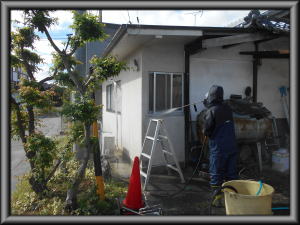 安曇野市穂高の住宅/外壁塗装　高圧洗浄工事画像