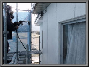 安曇野市の物置/外壁塗装　高圧洗浄工事画像.1