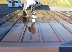 安曇野市の住宅/トタン屋根塗装 瓦棒上塗り塗装工事画像.1