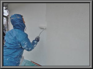 安曇野市の住宅/外壁塗装　外壁下塗り塗装工事画像.1