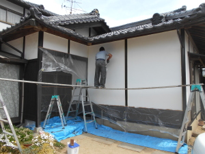 安曇野市の住宅/外壁塗装  上塗り塗装工事画像.1