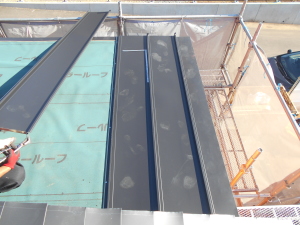 上田市の住宅/屋根新規　ガルバリウム鋼板立て平葺き工事
