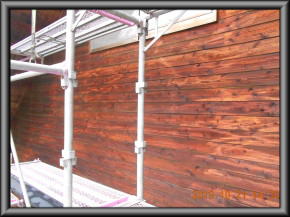 安曇野市の住宅/外壁木板塗装　高圧洗浄工事画像